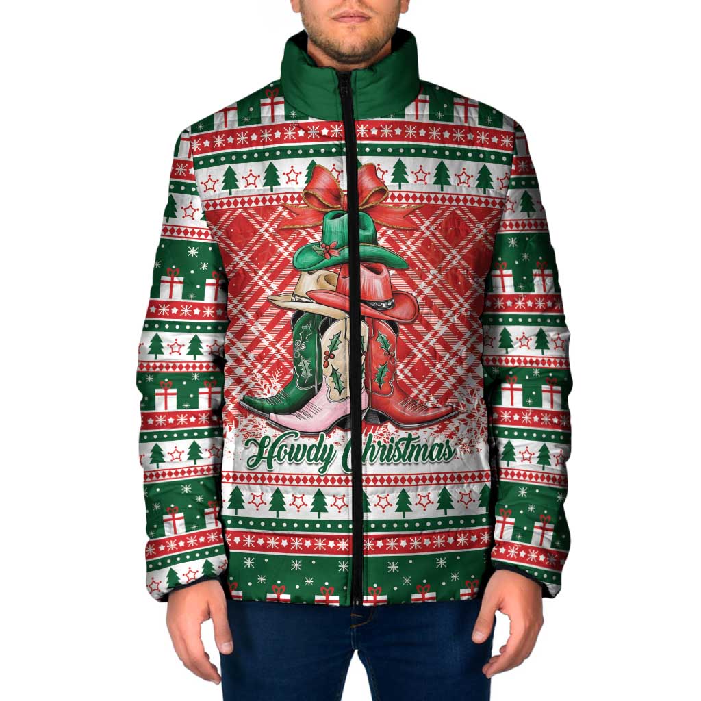 Personalized Cowgirl Boots Howdy Christmas Padded Jacket Western Christmas - Wonder Print Shop