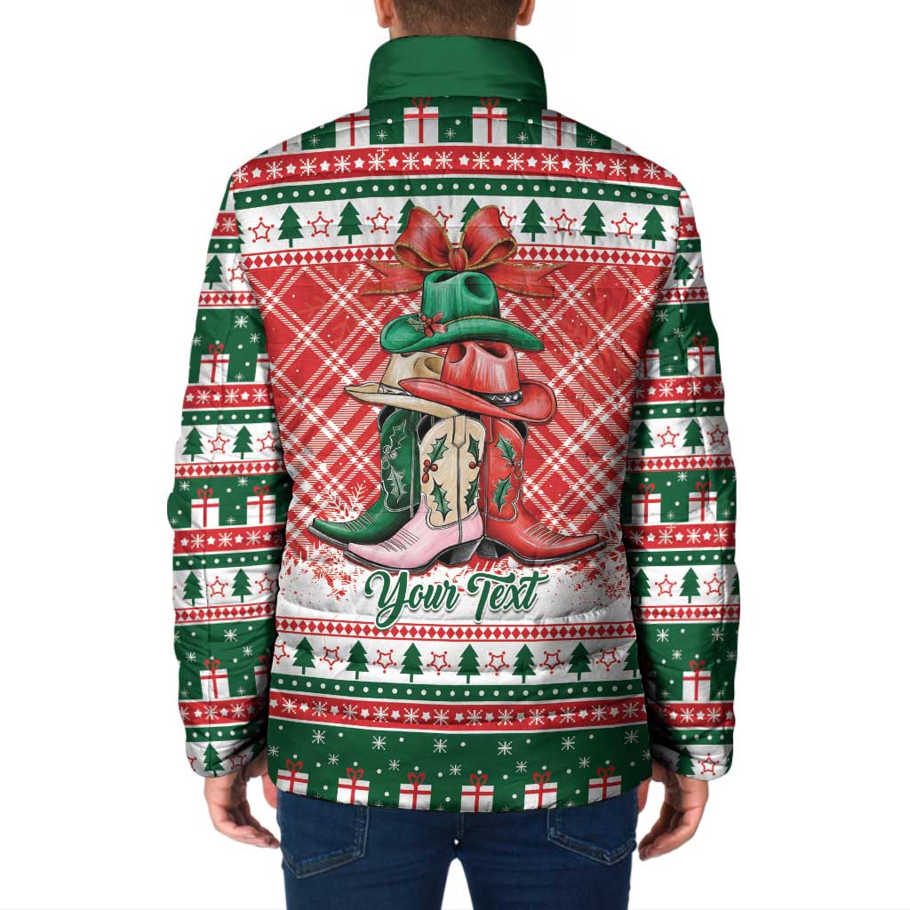 Personalized Cowgirl Boots Howdy Christmas Padded Jacket Western Christmas - Wonder Print Shop
