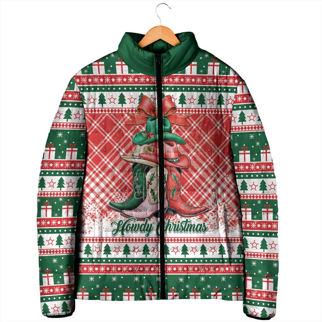 Personalized Cowgirl Boots Howdy Christmas Padded Jacket Western Christmas - Wonder Print Shop