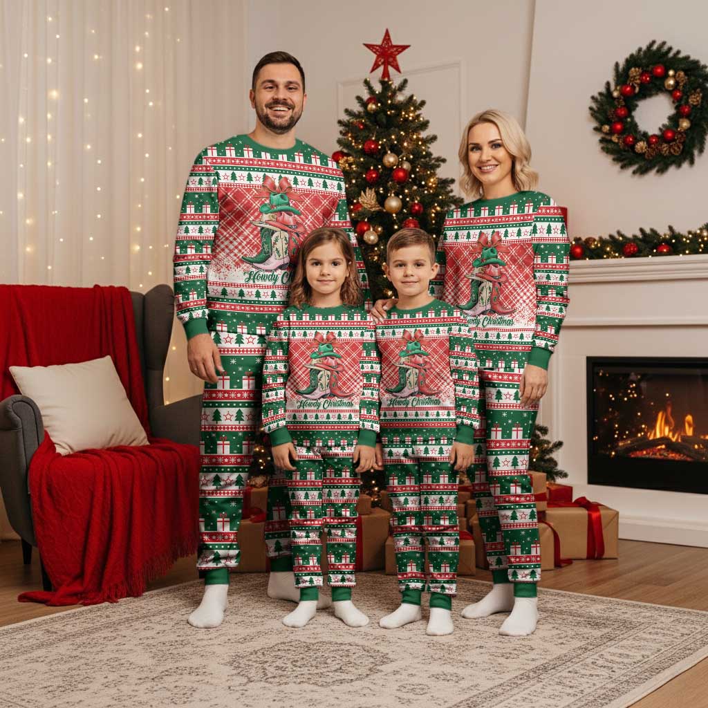 Personalized Cowgirl Boots Howdy Christmas Pajama Set Western Christmas - Wonder Print Shop