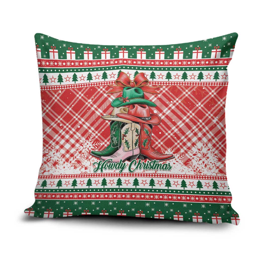 Cowgirl Boots Howdy Christmas Pillow Cover Western Christmas - Wonder Print Shop