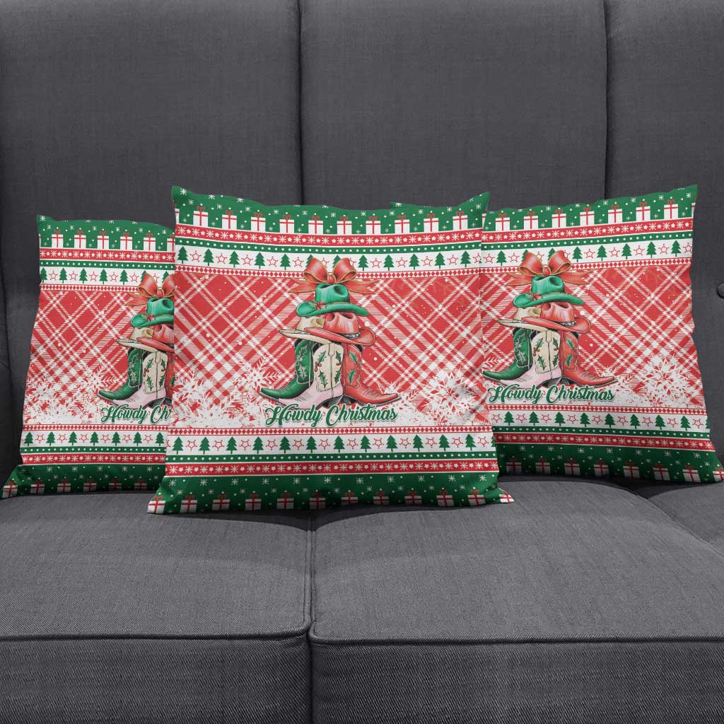 Cowgirl Boots Howdy Christmas Pillow Cover Western Christmas - Wonder Print Shop