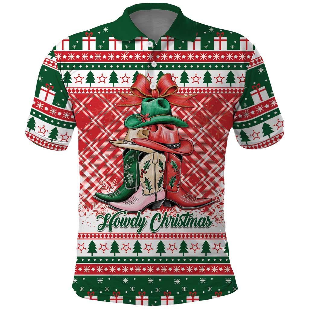 Personalized Cowgirl Boots Howdy Christmas Polo Shirt Western Christmas - Wonder Print Shop