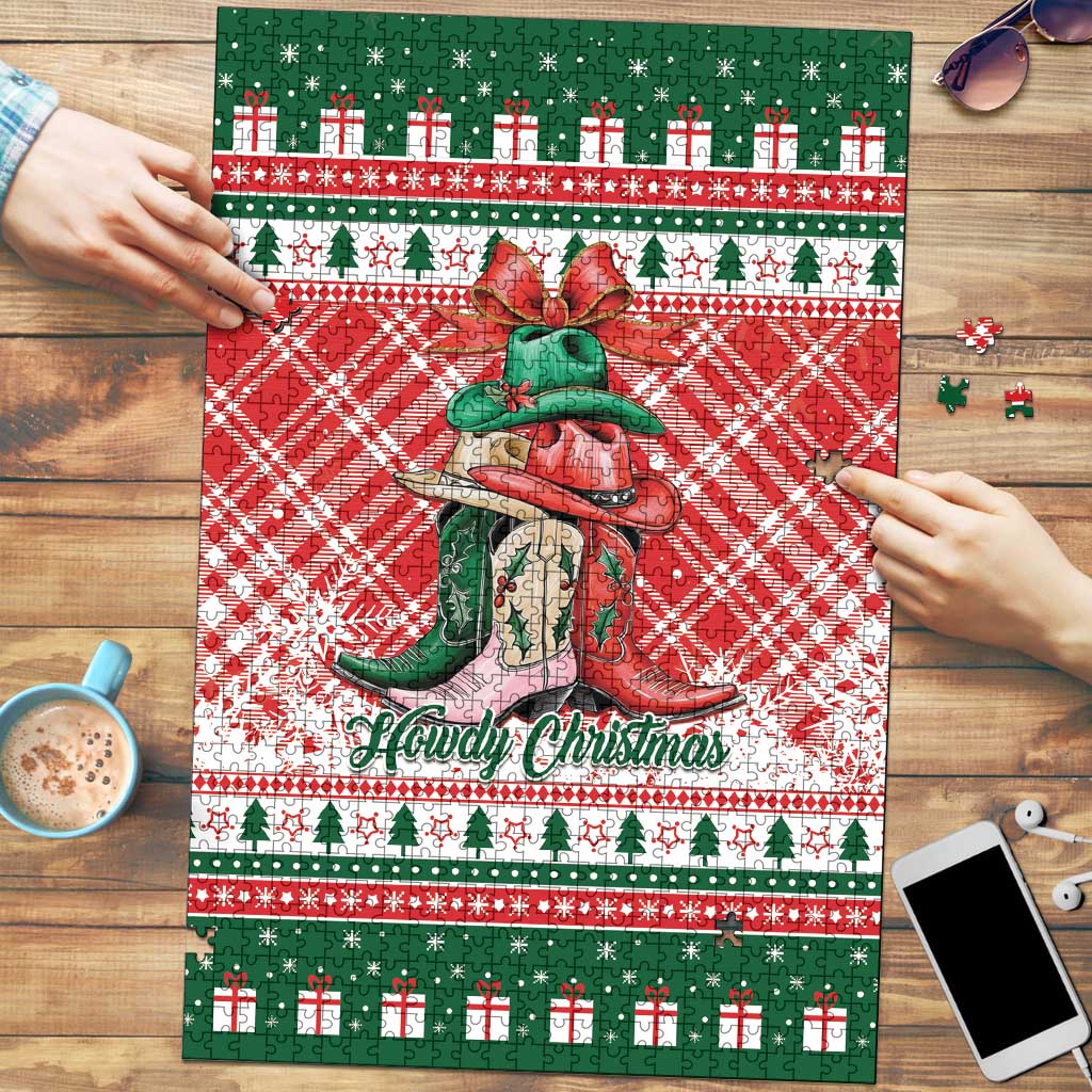 Cowgirl Boots Howdy Christmas Puzzle Western Christmas - Wonder Print Shop