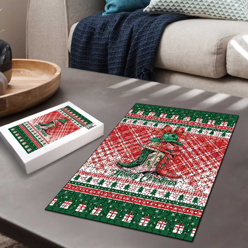 Cowgirl Boots Howdy Christmas Puzzle Western Christmas - Wonder Print Shop