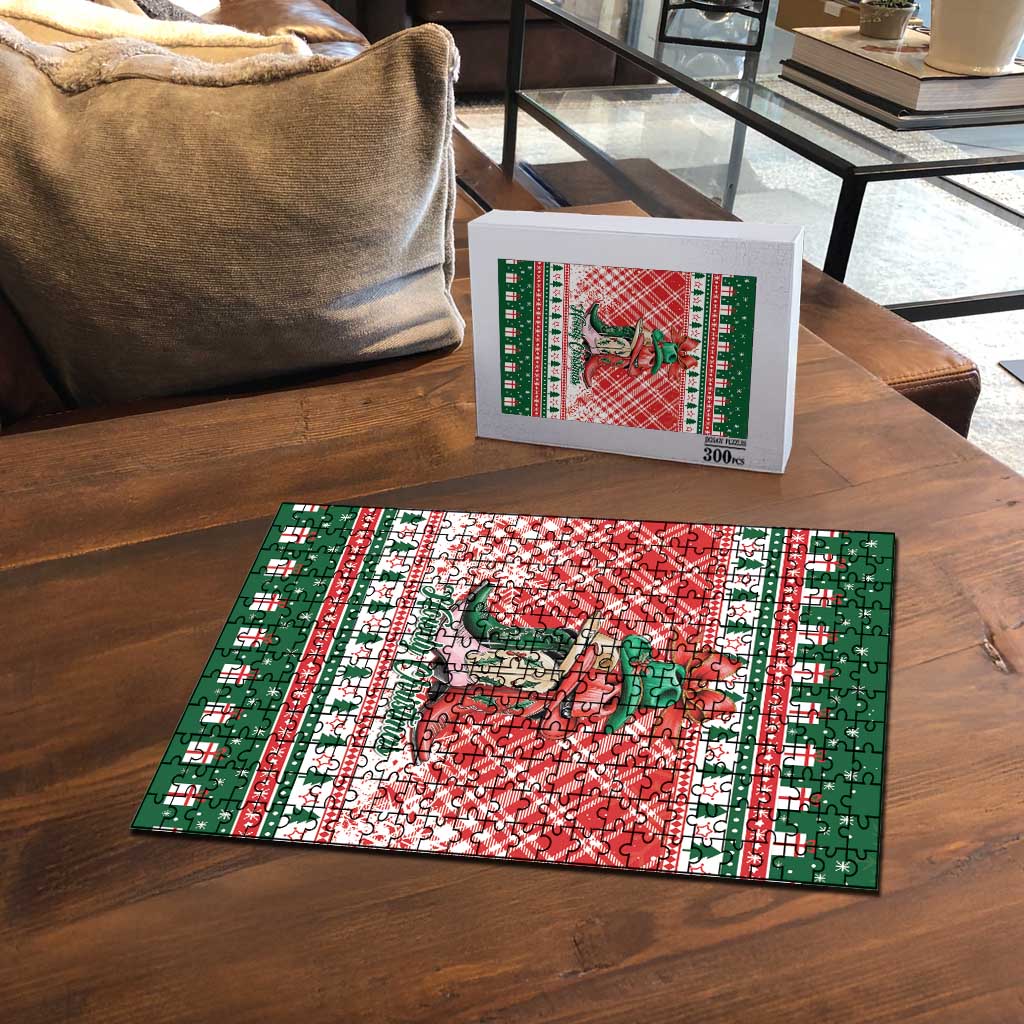 Cowgirl Boots Howdy Christmas Puzzle Western Christmas - Wonder Print Shop