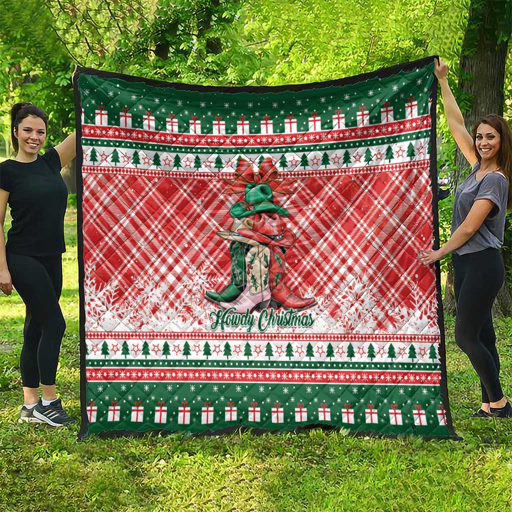 Cowgirl Boots Howdy Christmas Quilt Western Christmas - Wonder Print Shop