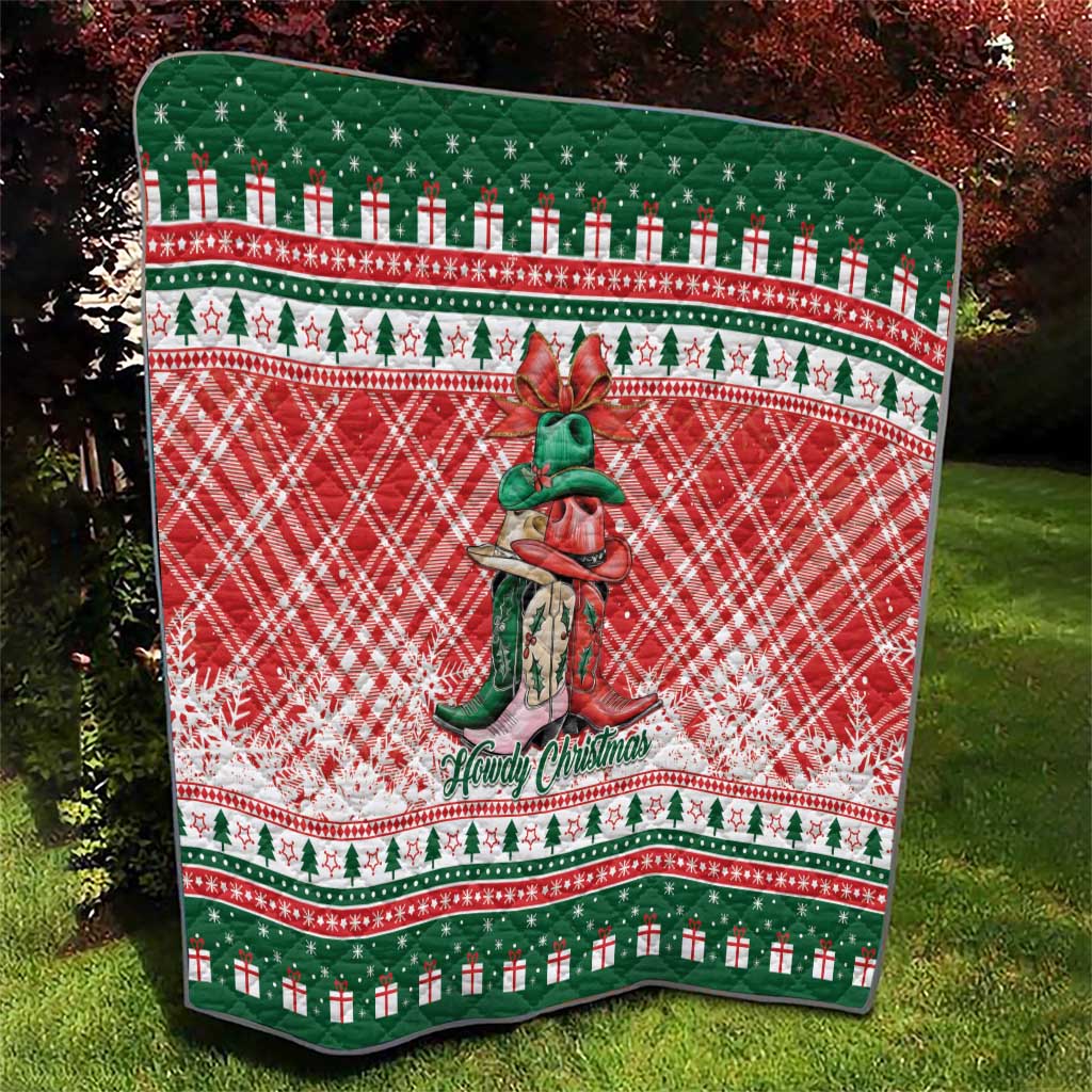 Cowgirl Boots Howdy Christmas Quilt Western Christmas - Wonder Print Shop