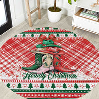 Cowgirl Boots Howdy Christmas Round Carpet Western Christmas - Wonder Print Shop