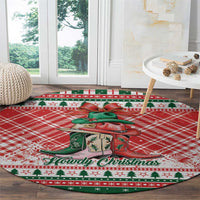 Cowgirl Boots Howdy Christmas Round Carpet Western Christmas - Wonder Print Shop