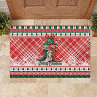 Cowgirl Boots Howdy Christmas Rubber Doormat Western Christmas - Wonder Print Shop