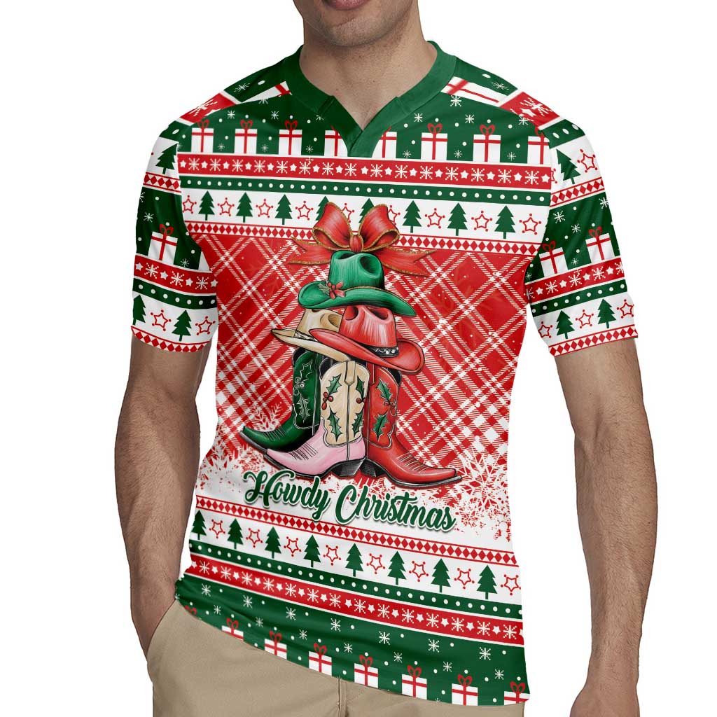 Personalized Cowgirl Boots Howdy Christmas Rugby Jersey Western Christmas - Wonder Print Shop