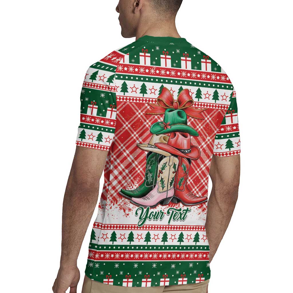 Personalized Cowgirl Boots Howdy Christmas Rugby Jersey Western Christmas - Wonder Print Shop