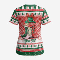 Personalized Cowgirl Boots Howdy Christmas Scrub Top Western Christmas - Wonder Print Shop