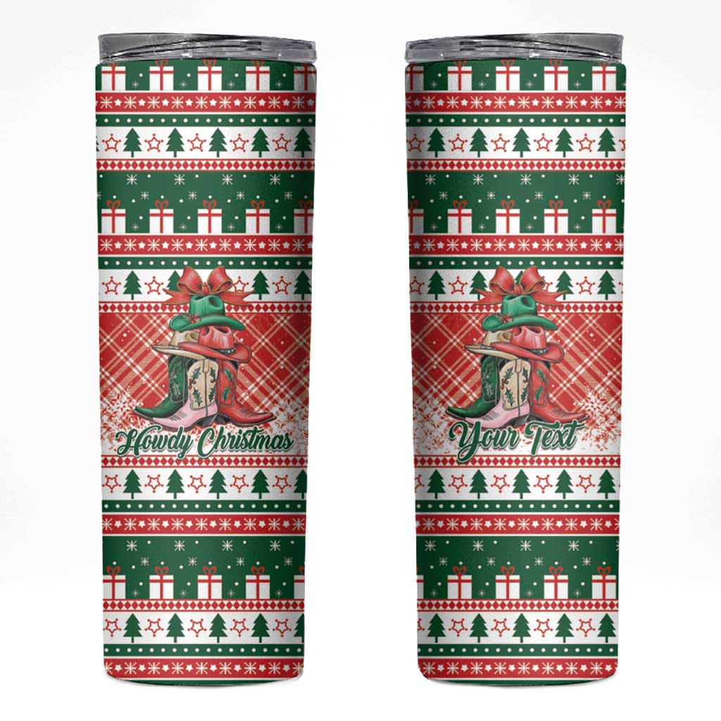 Personalized Cowgirl Boots Howdy Christmas Skinny Tumbler Western Christmas - Wonder Print Shop
