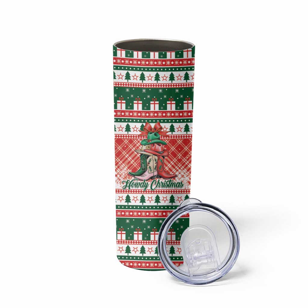 Personalized Cowgirl Boots Howdy Christmas Skinny Tumbler Western Christmas - Wonder Print Shop