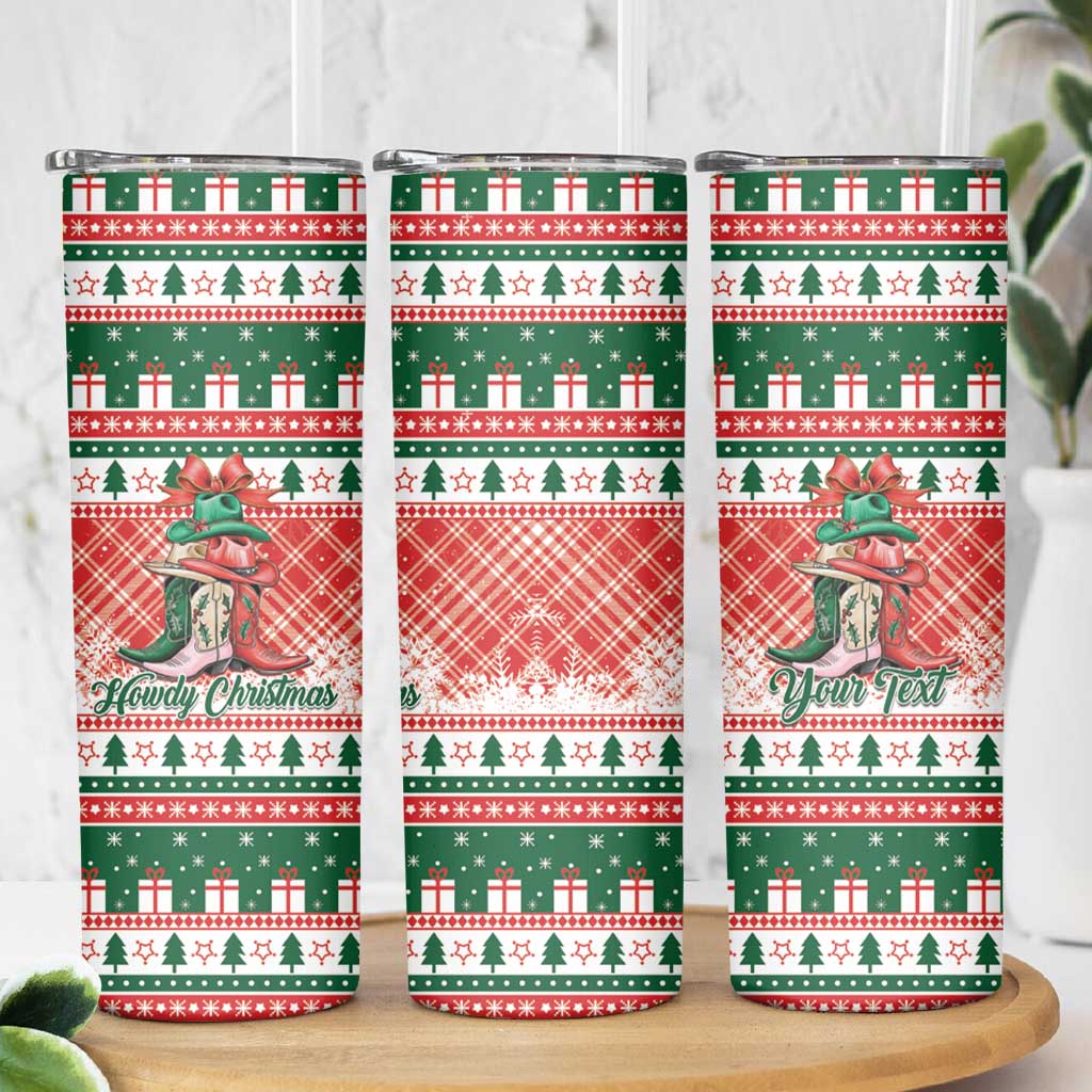 Personalized Cowgirl Boots Howdy Christmas Skinny Tumbler Western Christmas - Wonder Print Shop