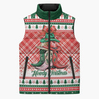 Personalized Cowgirl Boots Howdy Christmas Sleeveless Puffer Jacket Western Christmas - Wonder Print Shop