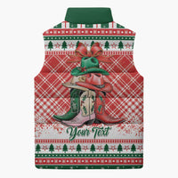 Personalized Cowgirl Boots Howdy Christmas Sleeveless Puffer Jacket Western Christmas - Wonder Print Shop