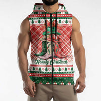 Personalized Cowgirl Boots Howdy Christmas Sleeveless Zip Hoodie Western Christmas - Wonder Print Shop