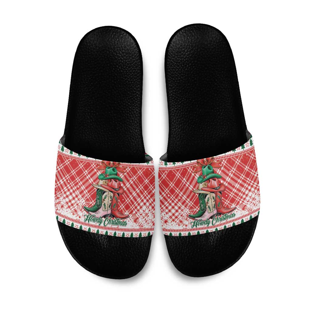 Cowgirl Boots Howdy Christmas Slide Sandals Western Christmas - Wonder Print Shop