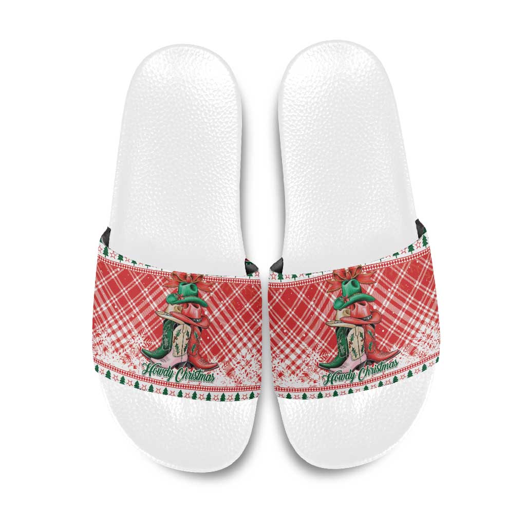 Cowgirl Boots Howdy Christmas Slide Sandals Western Christmas - Wonder Print Shop