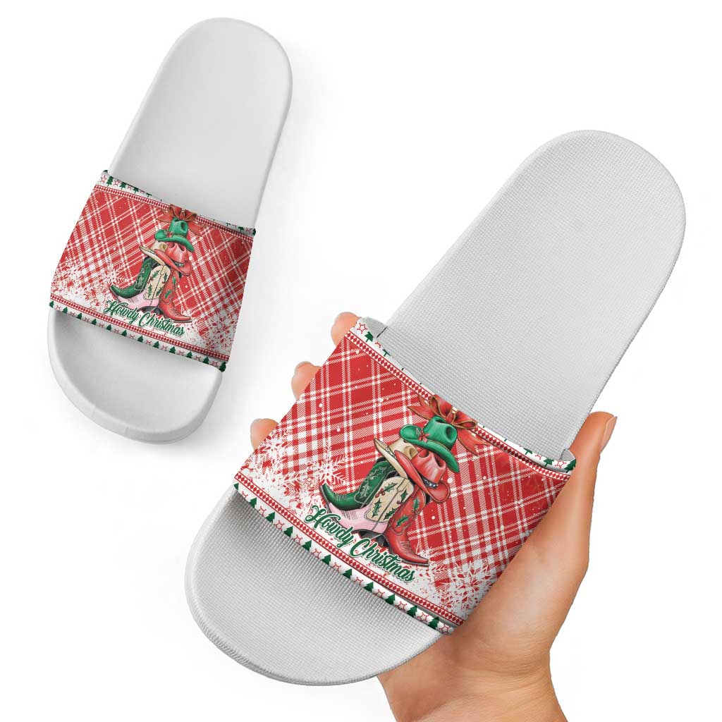 Cowgirl Boots Howdy Christmas Slide Sandals Western Christmas - Wonder Print Shop