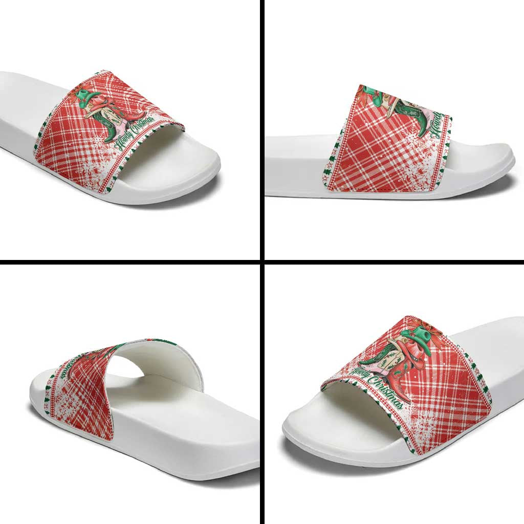 Cowgirl Boots Howdy Christmas Slide Sandals Western Christmas - Wonder Print Shop