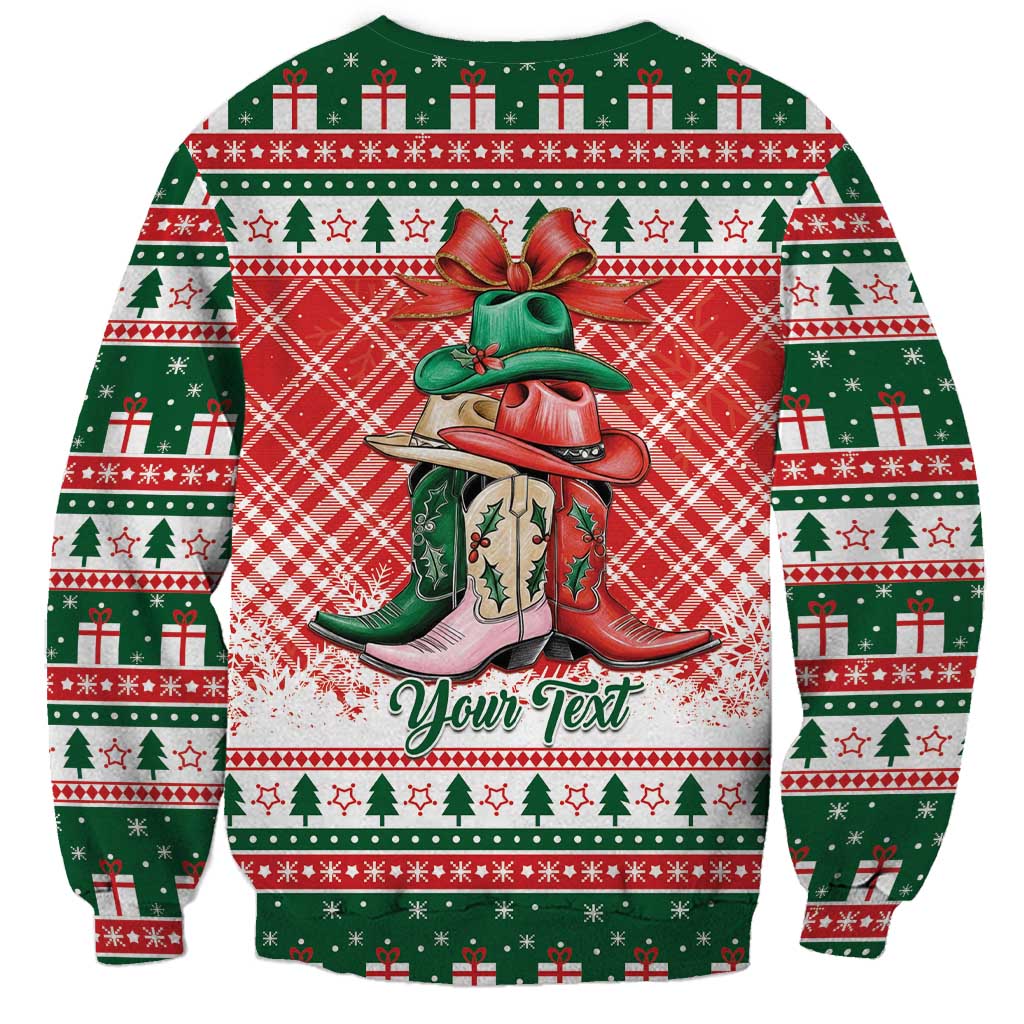 Personalized Cowgirl Boots Howdy Christmas Sweatshirt Western Christmas - Wonder Print Shop