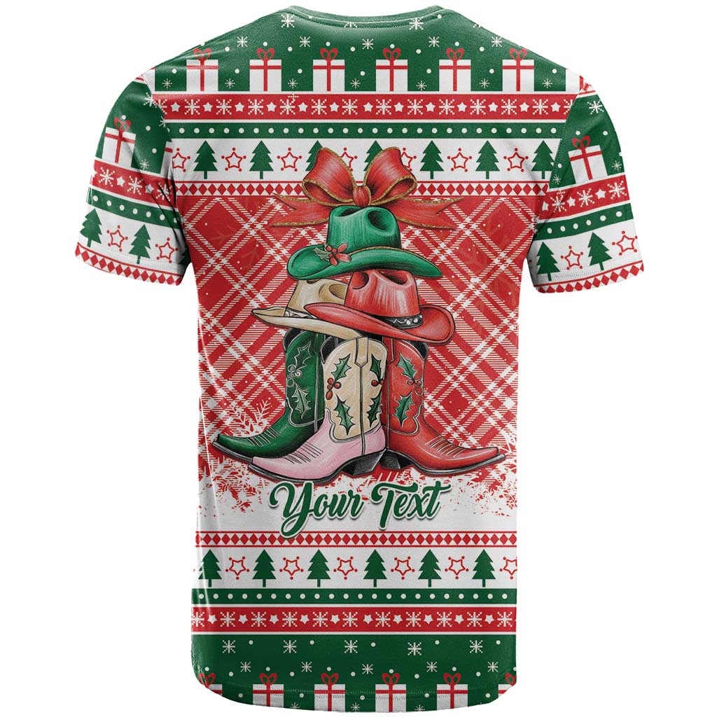 Personalized Cowgirl Boots Howdy Christmas T Shirt Western Christmas - Wonder Print Shop