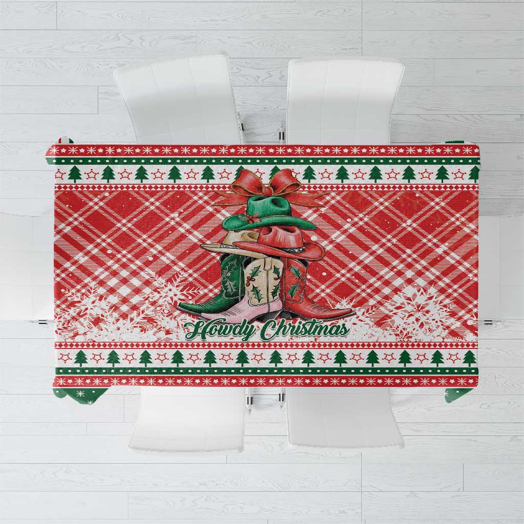 Cowgirl Boots Howdy Christmas Tablecloth Western Christmas - Wonder Print Shop