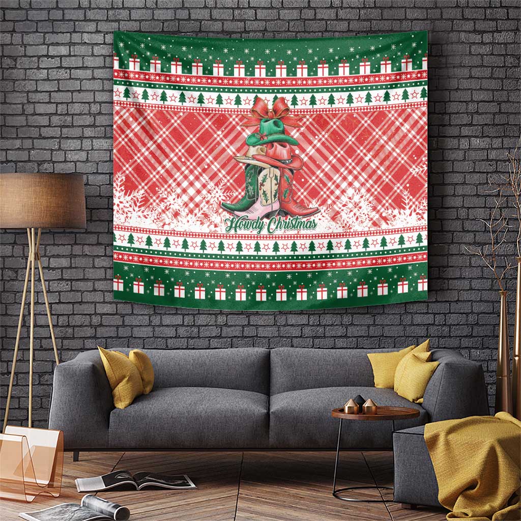 Cowgirl Boots Howdy Christmas Tapestry Western Christmas - Wonder Print Shop