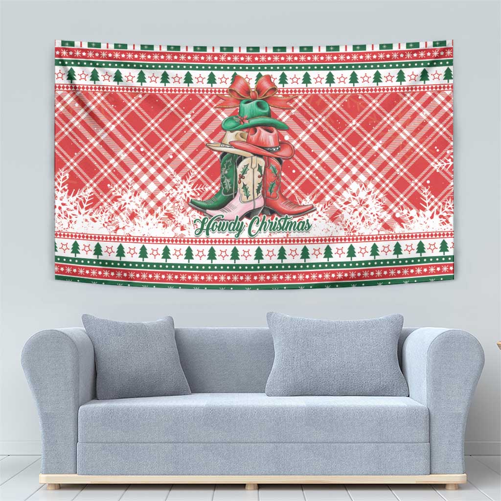Cowgirl Boots Howdy Christmas Tapestry Western Christmas - Wonder Print Shop