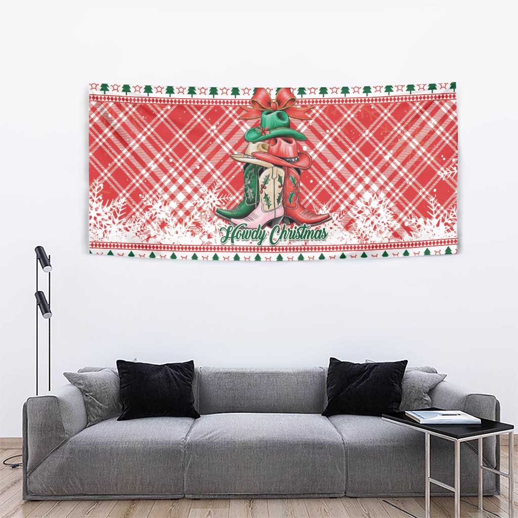 Cowgirl Boots Howdy Christmas Tapestry Western Christmas - Wonder Print Shop