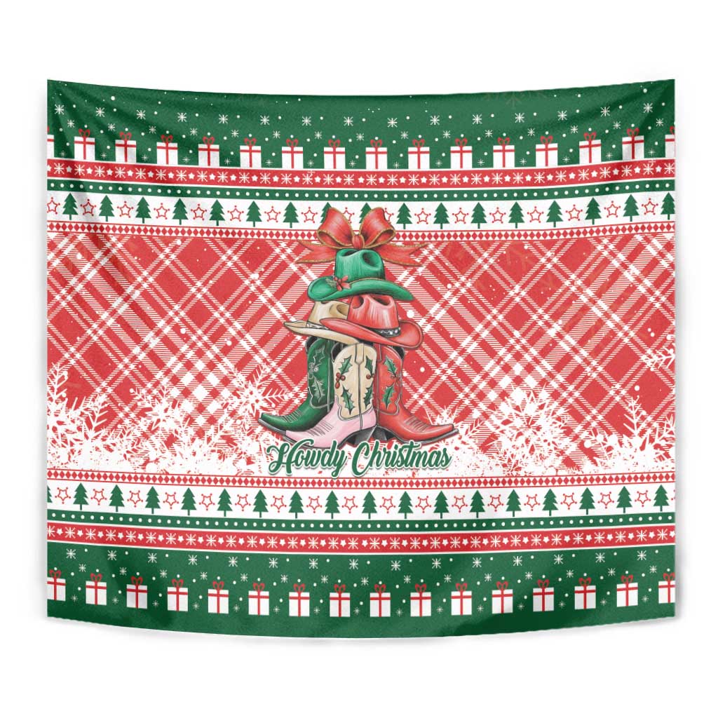 Cowgirl Boots Howdy Christmas Tapestry Western Christmas - Wonder Print Shop