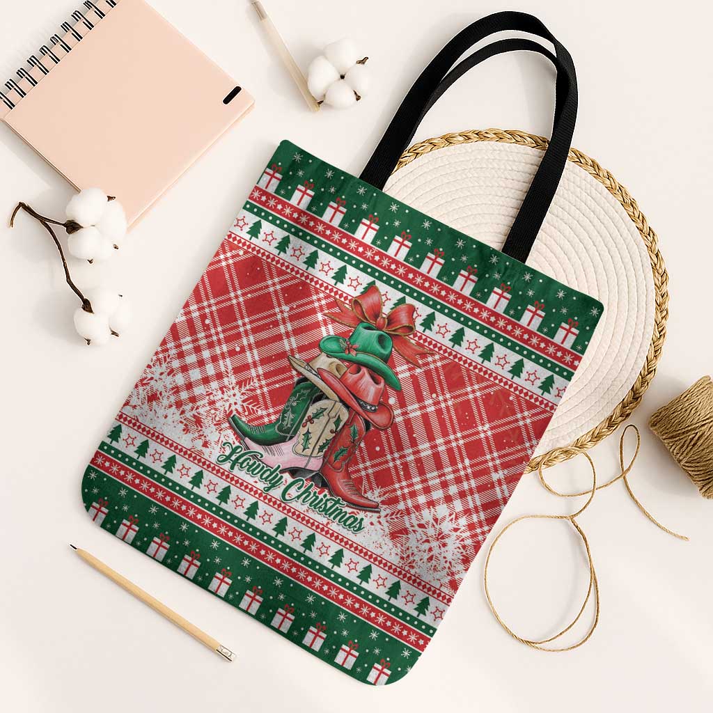 Cowgirl Boots Howdy Christmas Tote Bag Western Christmas - Wonder Print Shop