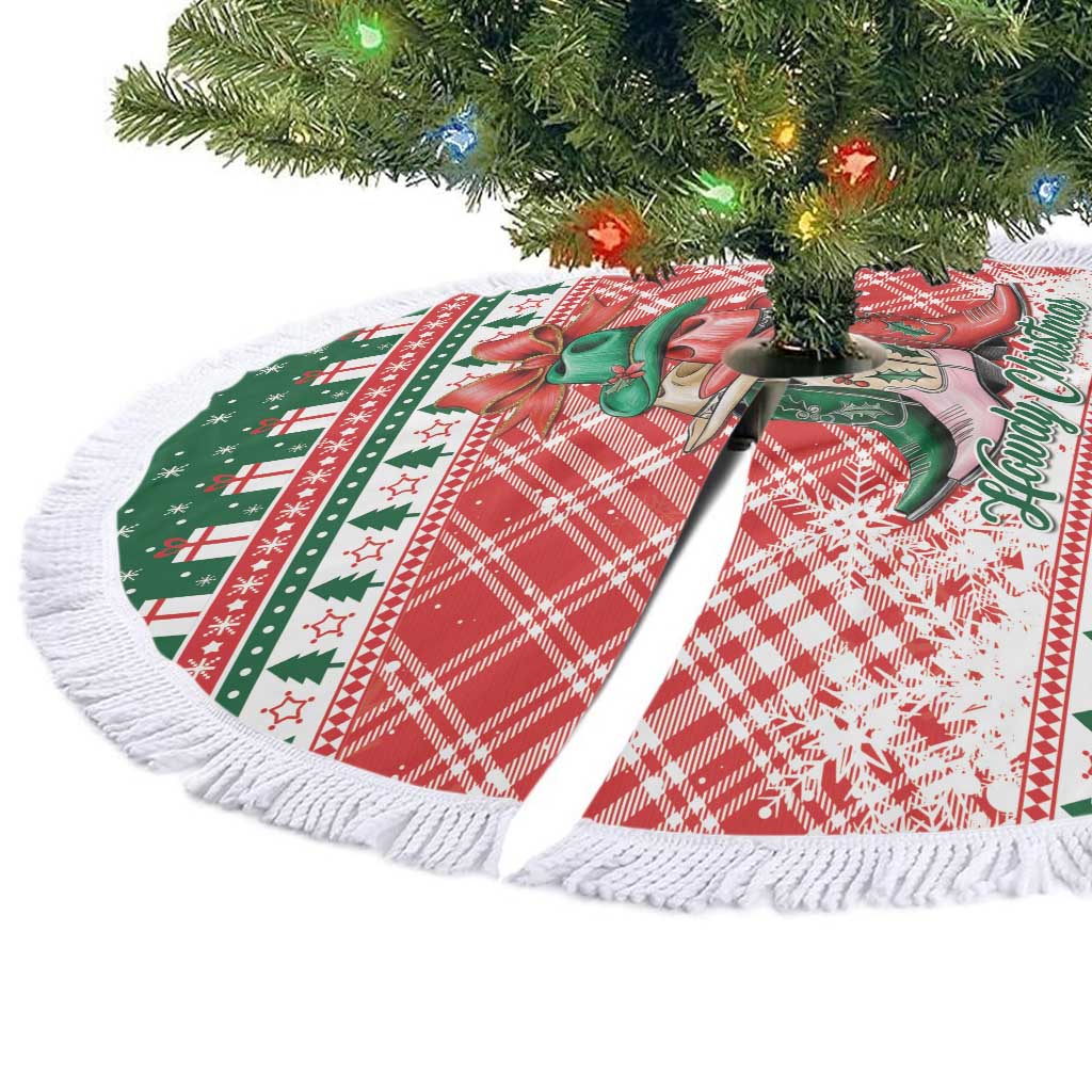 Cowgirl Boots Howdy Christmas Tree Skirt Western Christmas - Wonder Print Shop