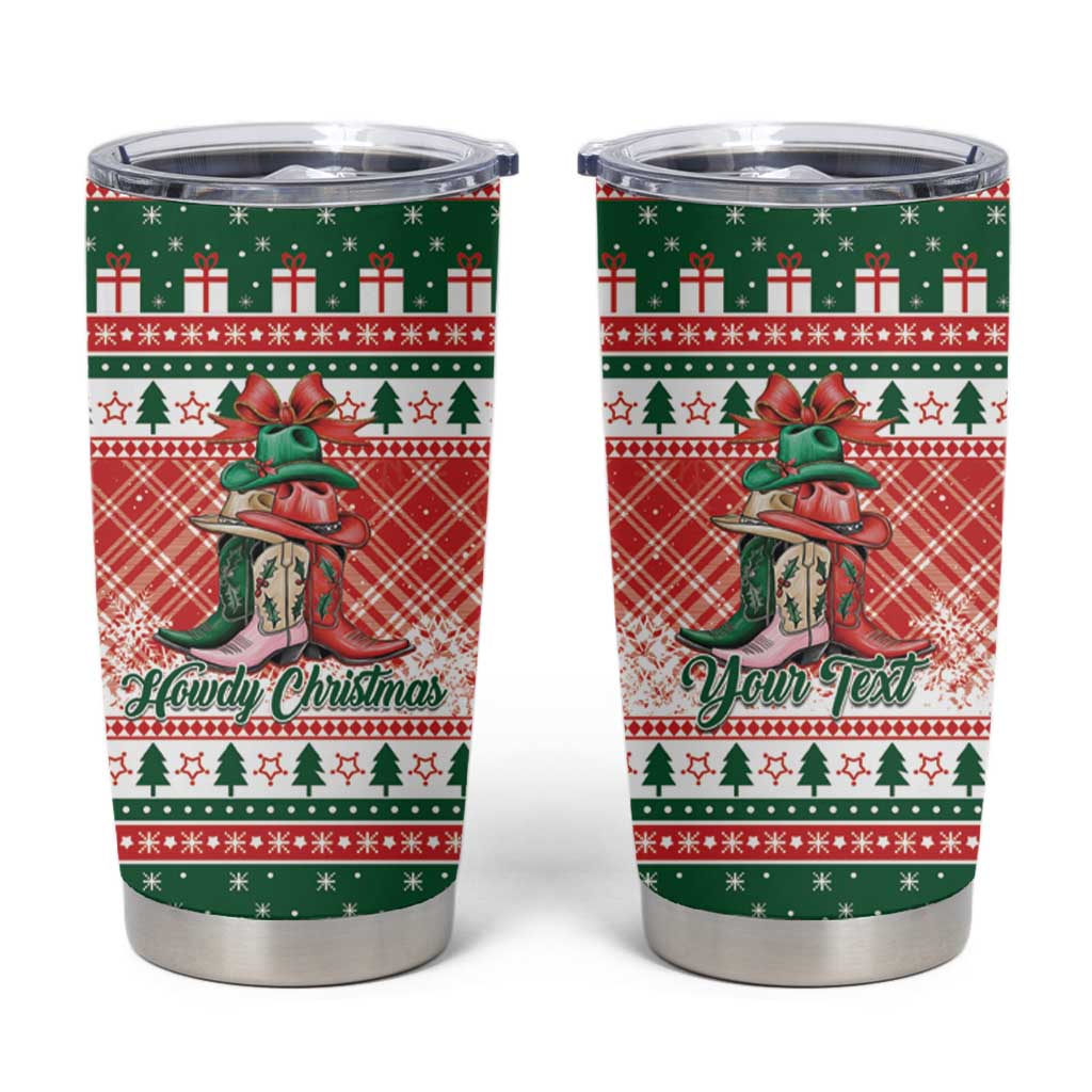 Personalized Cowgirl Boots Howdy Christmas Tumbler Cup Western Christmas - Wonder Print Shop