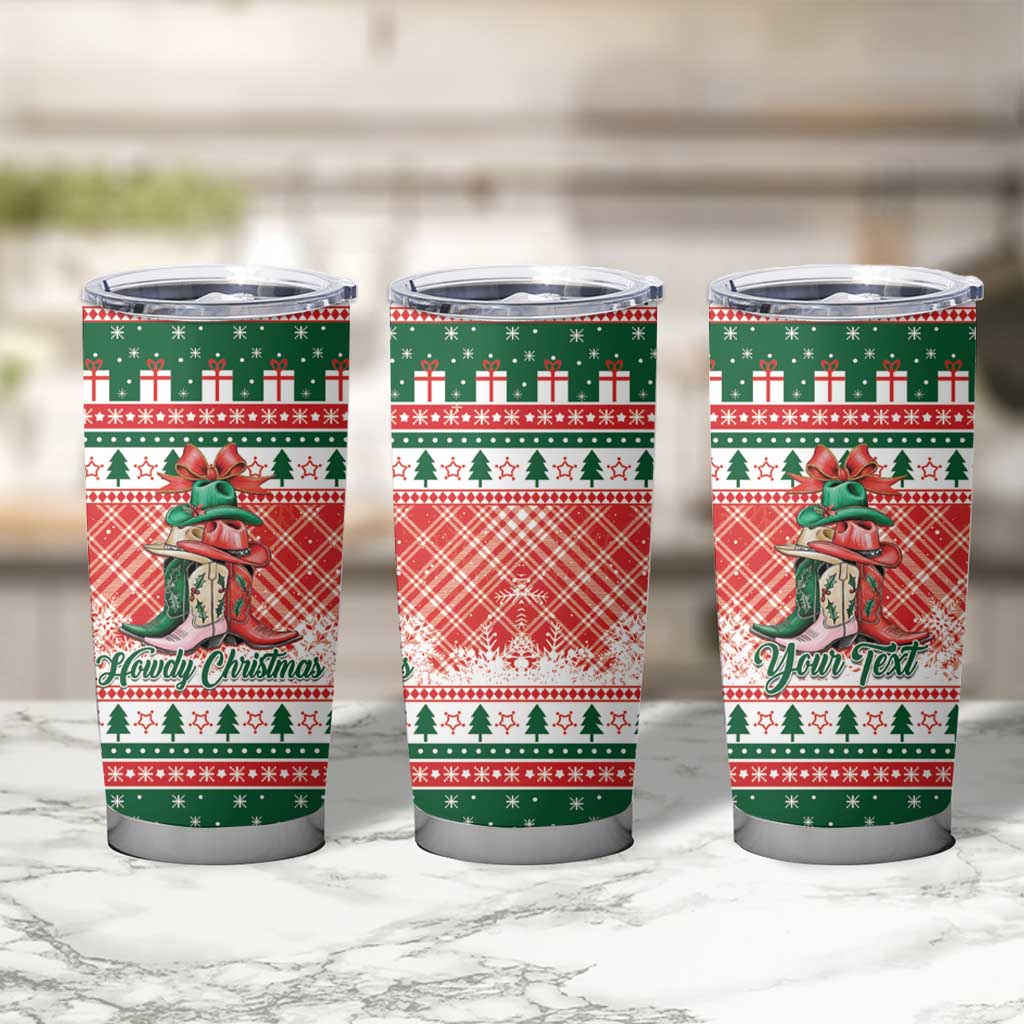 Personalized Cowgirl Boots Howdy Christmas Tumbler Cup Western Christmas - Wonder Print Shop