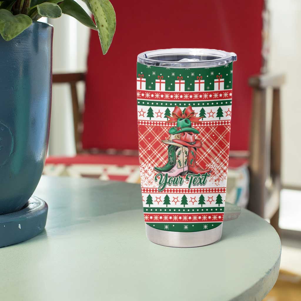 Personalized Cowgirl Boots Howdy Christmas Tumbler Cup Western Christmas - Wonder Print Shop