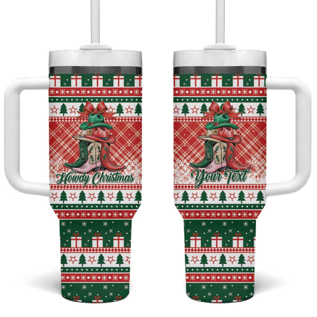 Personalized Cowgirl Boots Howdy Christmas Tumbler With Handle Western Christmas - Wonder Print Shop
