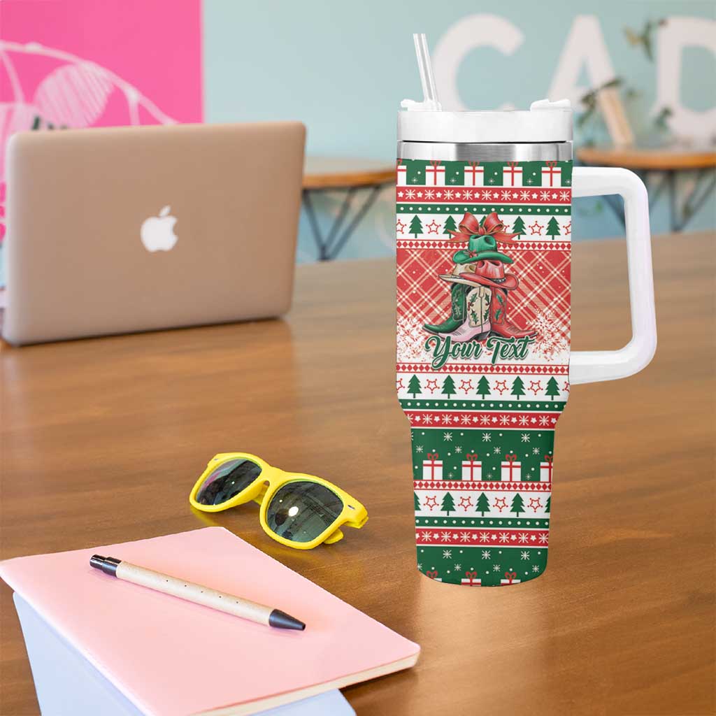 Personalized Cowgirl Boots Howdy Christmas Tumbler With Handle Western Christmas - Wonder Print Shop