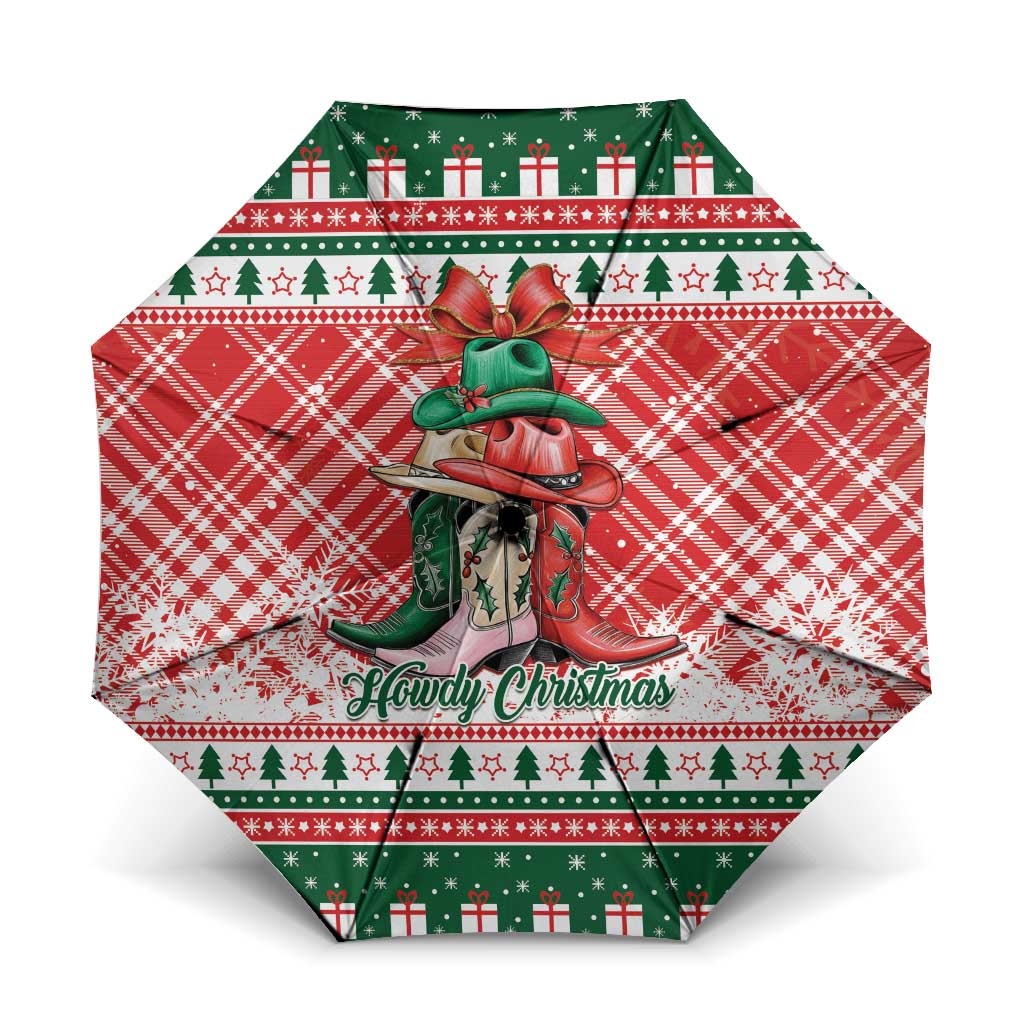 Cowgirl Boots Howdy Christmas Umbrella Western Christmas - Wonder Print Shop