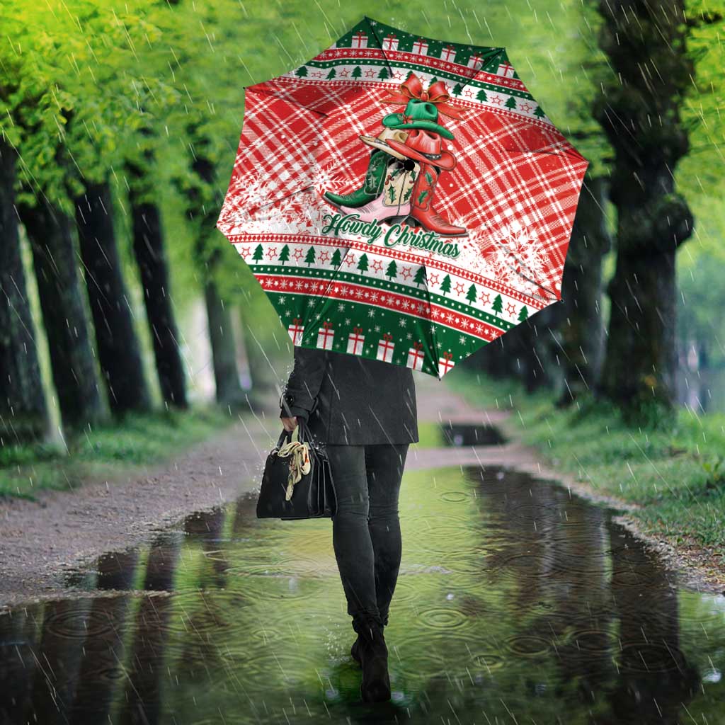 Cowgirl Boots Howdy Christmas Umbrella Western Christmas - Wonder Print Shop