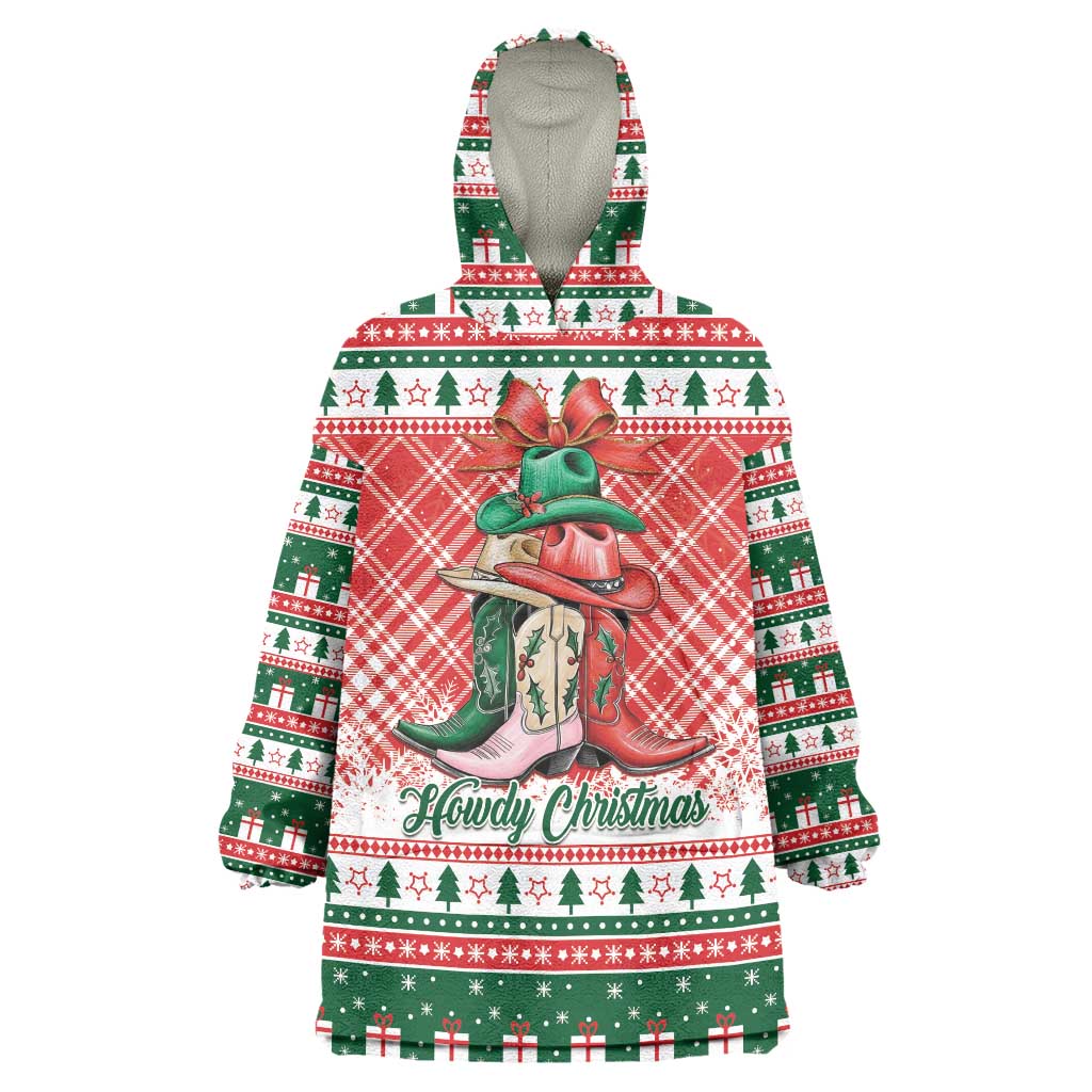 Personalized Cowgirl Boots Howdy Christmas Wearable Blanket Hoodie Western Christmas - Wonder Print Shop