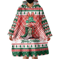 Personalized Cowgirl Boots Howdy Christmas Wearable Blanket Hoodie Western Christmas - Wonder Print Shop