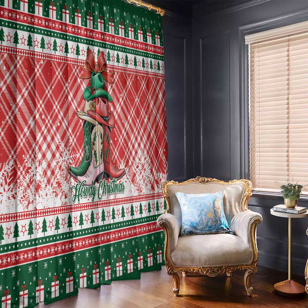 Cowgirl Boots Howdy Christmas Window Curtain Western Christmas - Wonder Print Shop