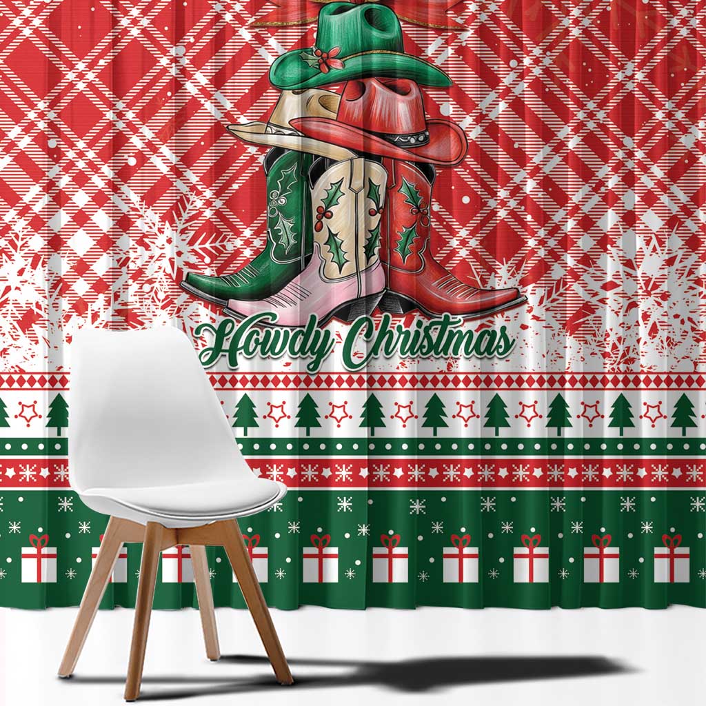 Cowgirl Boots Howdy Christmas Window Curtain Western Christmas - Wonder Print Shop