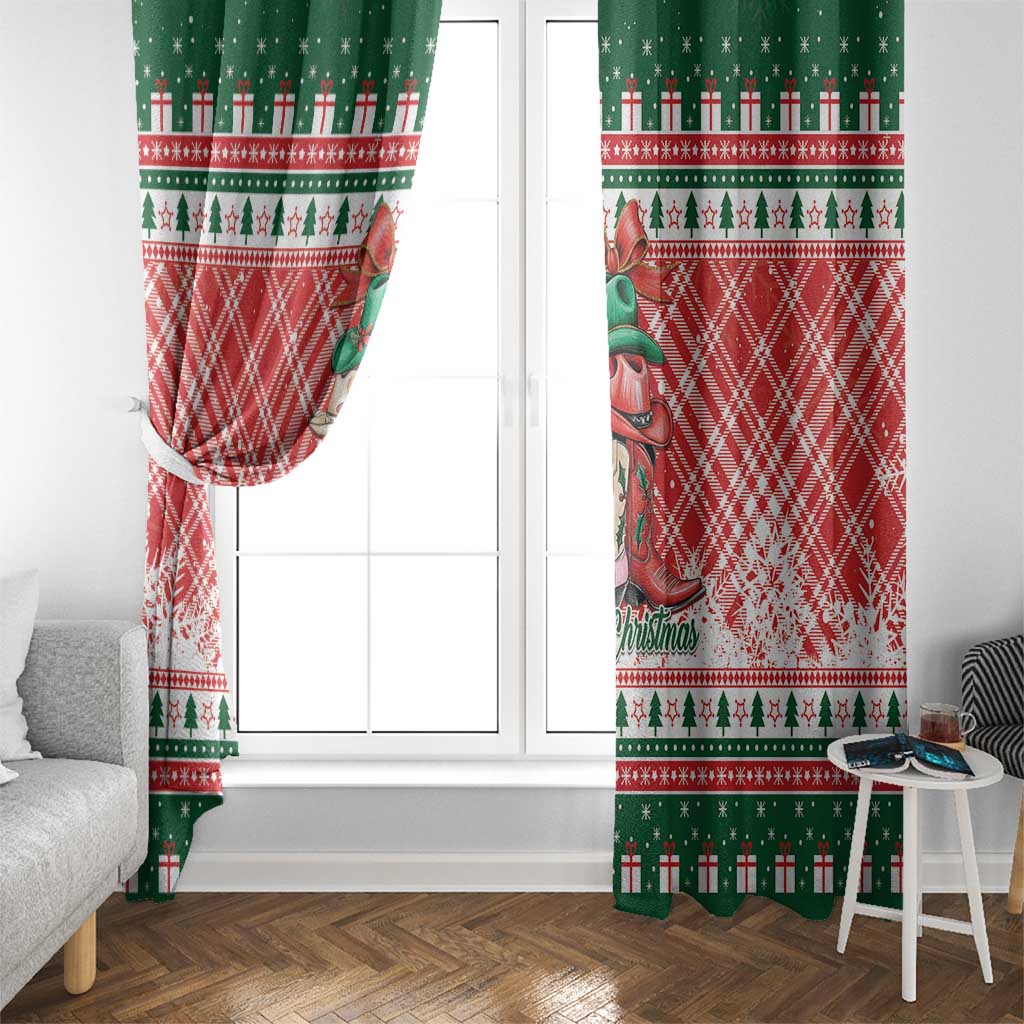 Cowgirl Boots Howdy Christmas Window Curtain Western Christmas - Wonder Print Shop