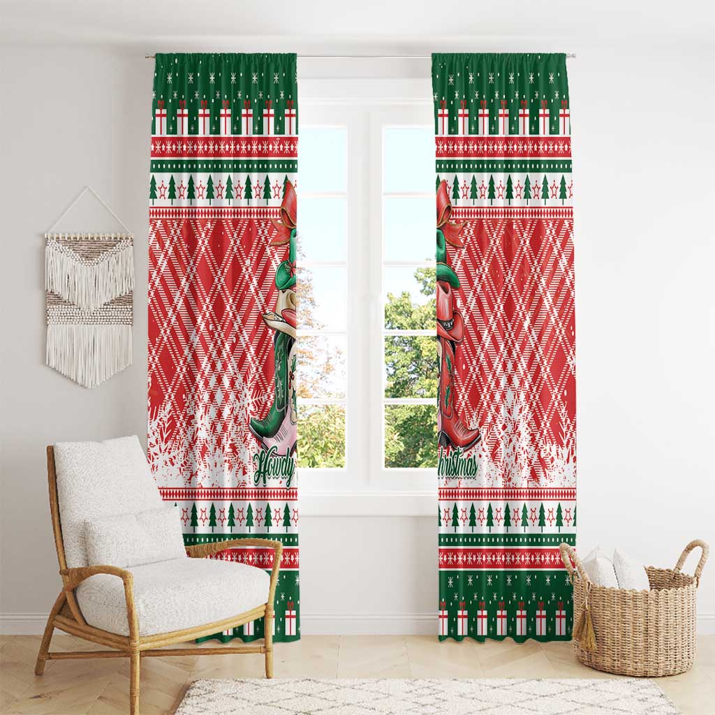 Cowgirl Boots Howdy Christmas Window Curtain Western Christmas - Wonder Print Shop